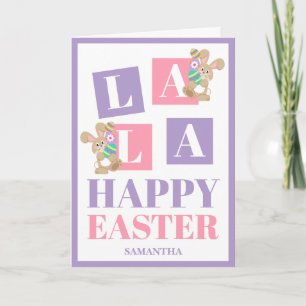 Carte de vœux de Pâques La La Easter Bunny pastel