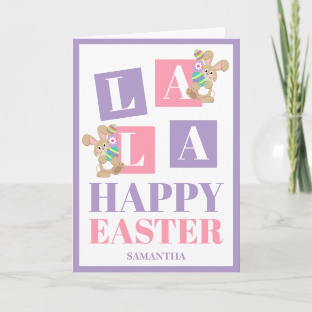 Carte de vœux de Pâques La La Easter Bunny pastel (Devant)