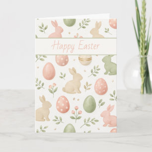 Carte de vœux de Pâques Lapin à l'aquarelle et œuf