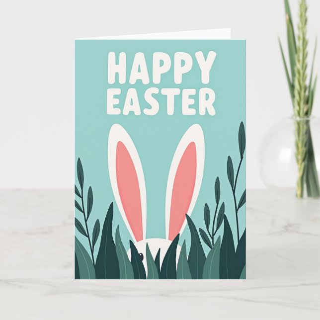 Carte de vœux de Pâques Lapin Cachottier (Devant)