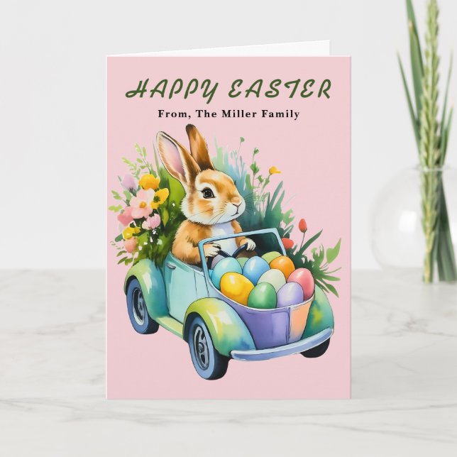Carte de vœux de Pâques Lapin de Pâques mignon con (Devant)