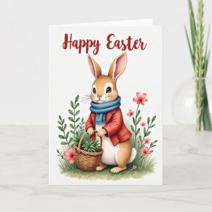 Carte de vœux de Pâques lapin joyeux