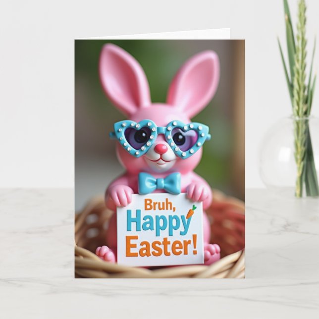 Carte de vœux de Pâques Lapin Joyeux (Devant)