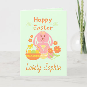 Carte de vœux de Pâques lapin vert joyeux
