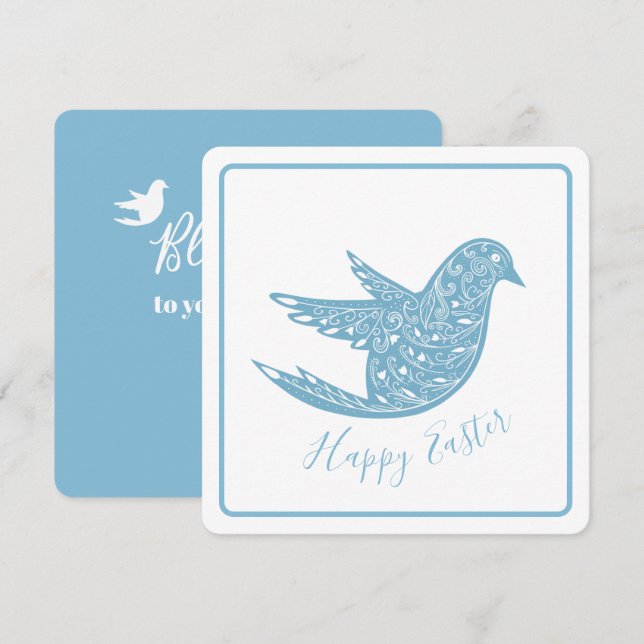 Carte de vœux de Pâques Paisley Bluebird (Devant / Derrière)