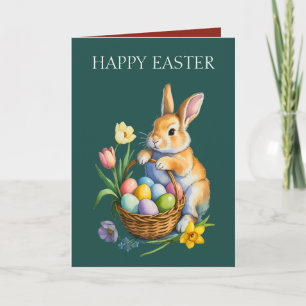 Carte de vœux de Pâques Panier de lapin de Pâques