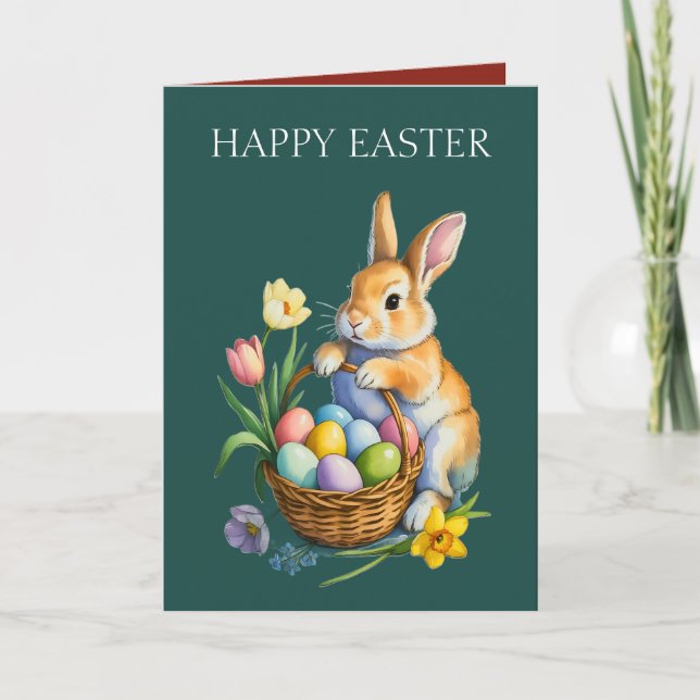 Carte de vœux de Pâques Panier de lapin de Pâques  (Devant)
