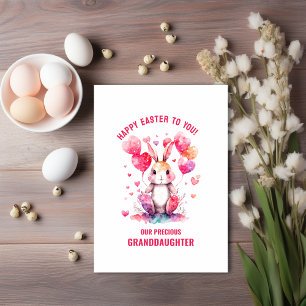 Carte de vœux de Pâques Petite-fille Lapin Ballons