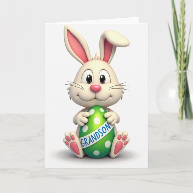 Carte de vœux de Pâques pour petit-fils Lapin Œuf (Devant)