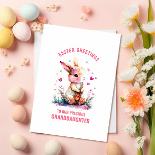 Carte de vœux de Pâques pour petite-fille lapin gu