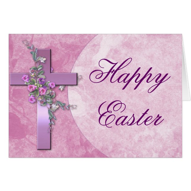 Carte de voeux de Pâques Purple Cross (Devant horizontal)