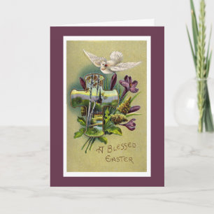 Carte de vœux de Pâques religieuse vintage avec cr