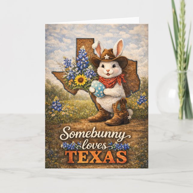 Carte de vœux de Pâques Somebunny aime Texas (Devant)