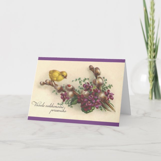 Carte de voeux de Pâques vintage slovène (Devant)