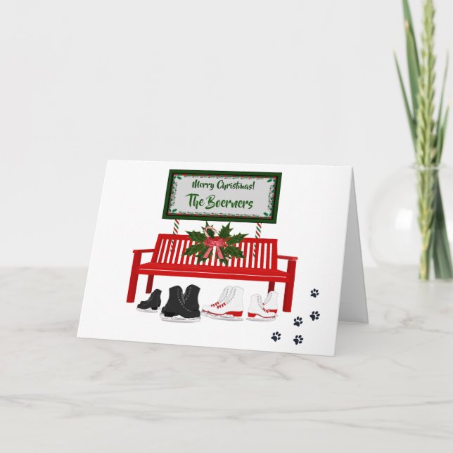 Carte de vœux de patinage de Noël Joyeux Noël (Devant)