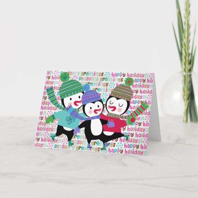 Carte de voeux de patinage de vacances de (Devant)