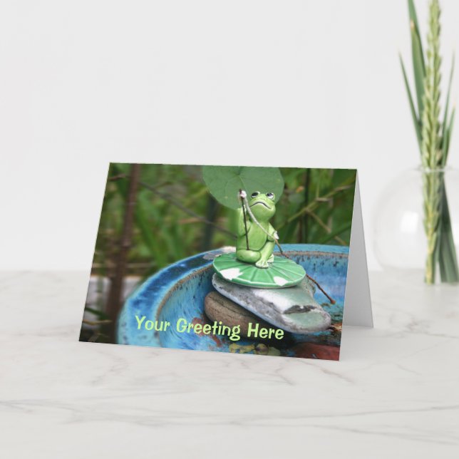 Carte de voeux de pêche de la grenouille (Devant)
