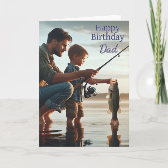 Carte de vœux de pêche pour l'anniversaire de Papa (Devant)