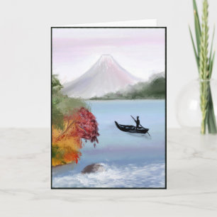 Carte de voeux de peinture du mont Fuji Digital