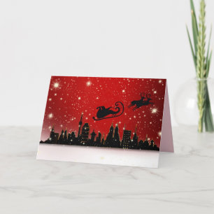 Carte de vœux de Père Noël sur la ville