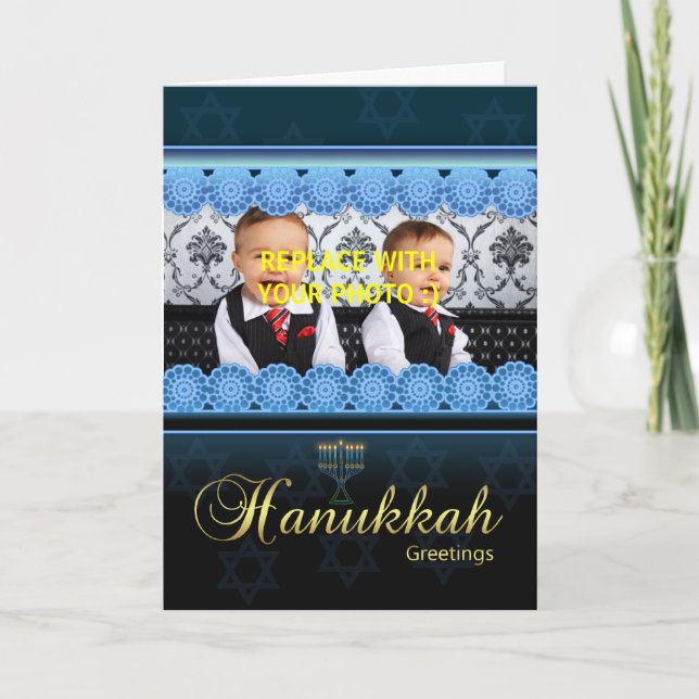 carte de voeux de photo de hanoukka (Devant)