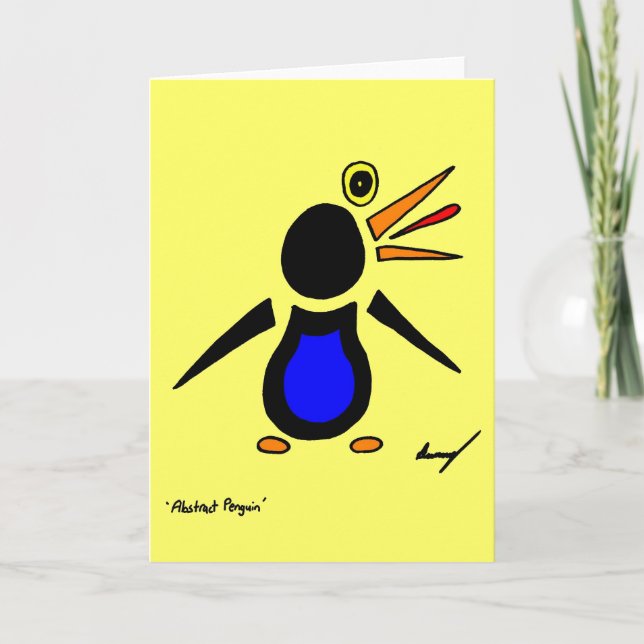 Carte de voeux de pingouin Abstrait - Jaune (Devant)