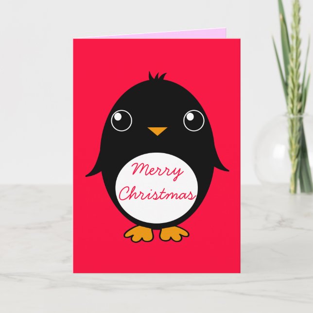 carte de voeux de pingouin :  Joyeux Chrismas (Devant)