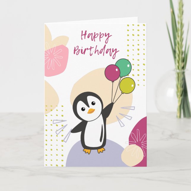 Carte de vœux de pingouin pour votre anniversaire (Devant)