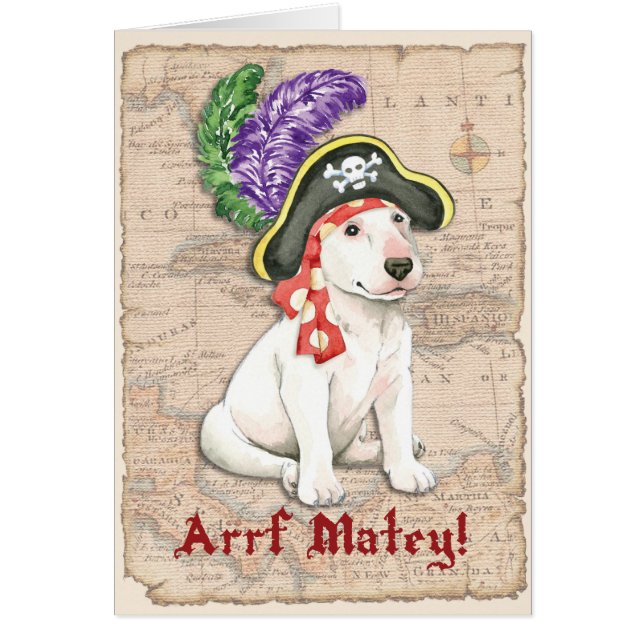 Carte de voeux de pirate de bull-terrier (Devant)