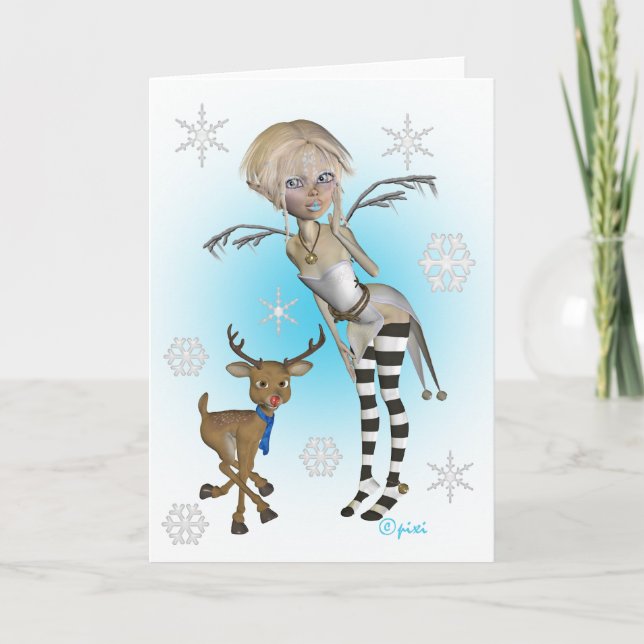 Carte de voeux de Pixi de neige de Noël (Devant)