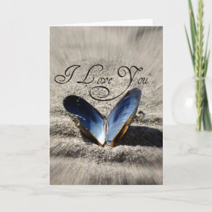 Carte de Vœux de Plage "Je T'Aime"