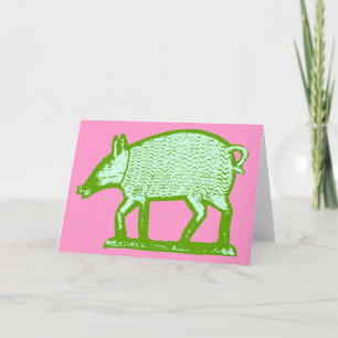 Carte de voeux de porc vert : Design d'art populai