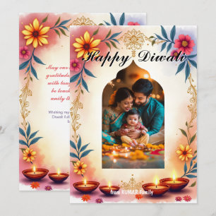 Carte de vœux de portrait de festival Diwali à l'a
