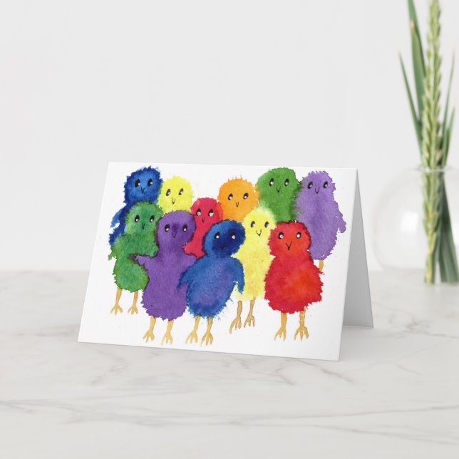 Carte de voeux de poussins de Pâques (Devant)