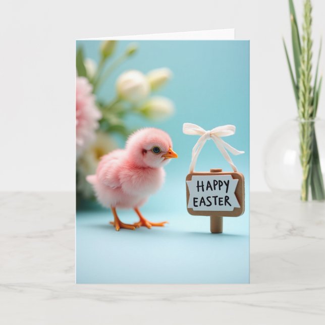 Carte de vœux de printemps à l'oiseau rose (Devant)