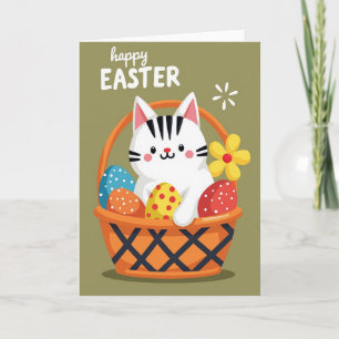 Carte de vœux de printemps avec un chat mignon
