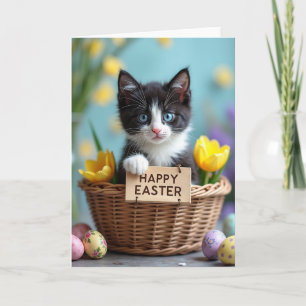 Carte de vœux de printemps avec un chaton mignon