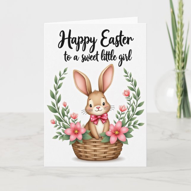 Carte de vœux de printemps avec un lapin mignon (Devant)