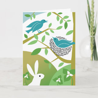 Carte de vœux de printemps joyeux avec oiseaux et 