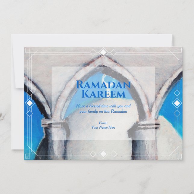 Carte de vœux de Ramadan dessin authentique au pas (Devant)