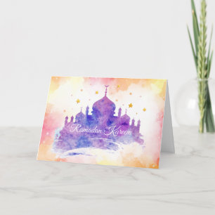 Carte de voeux de Ramadan Kareem d'aquarelle