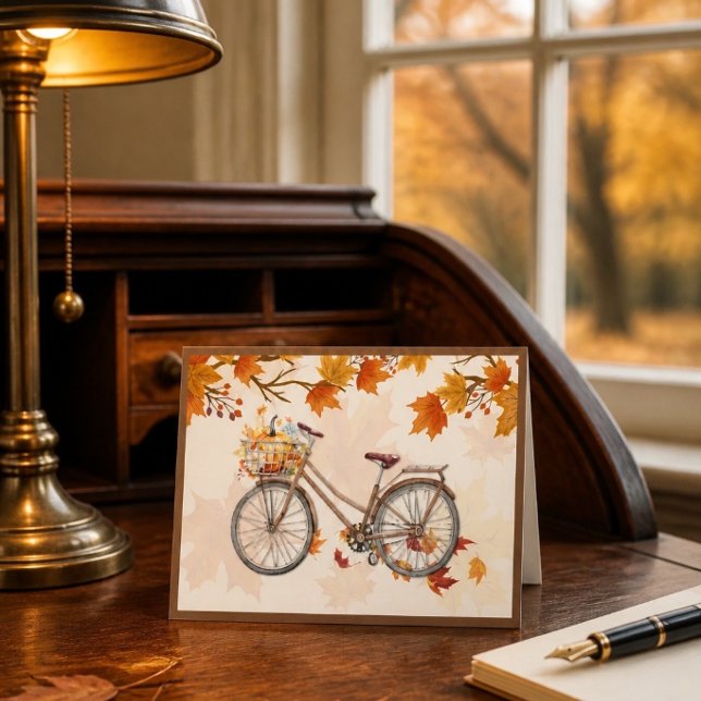 Carte de vœux de randonnée à vélo d'automne (Créateur téléchargé)