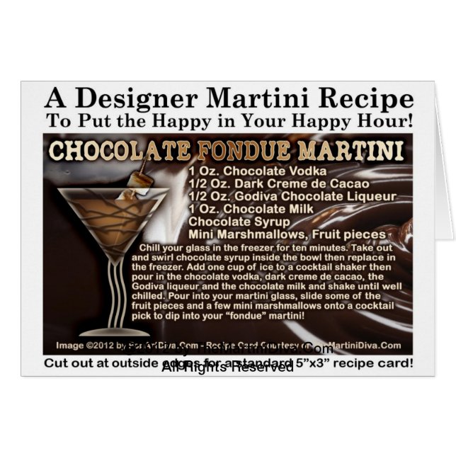 Carte de vœux de recette de Martini au fondue au c (Devant horizontal)