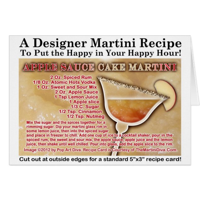 Carte de voeux de recette de Martini de gâteau de (Devant horizontal)