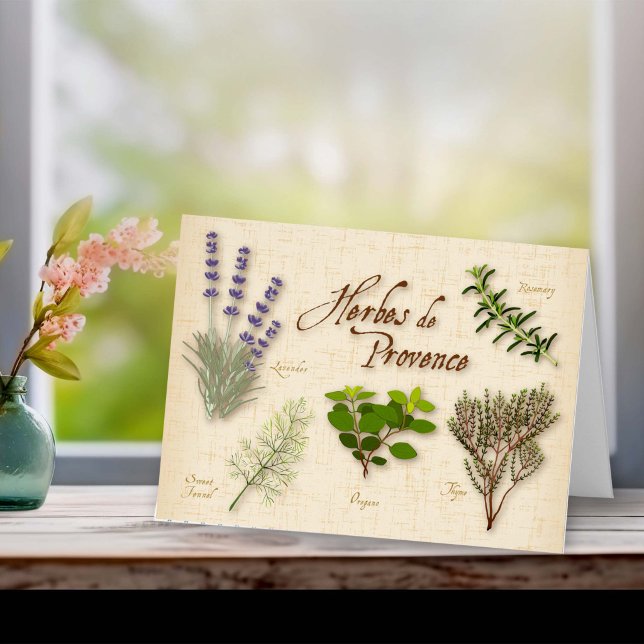 Carte de vœux de recette d'Herbes de Provence (Herbes de Provence Recipe Greeting Card. You can also personalize with your custom text.)