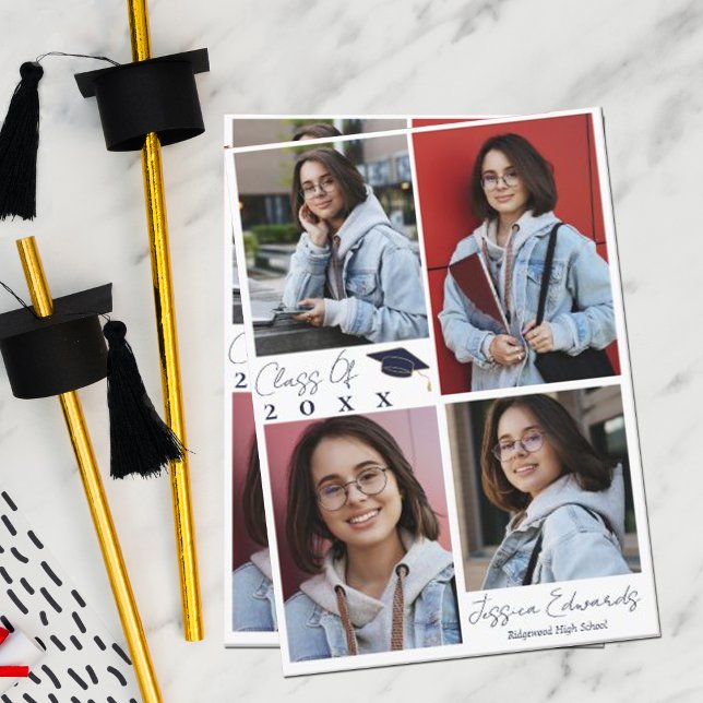 Carte de voeux de remise de diplômes multi-photos  (Créateur téléchargé)