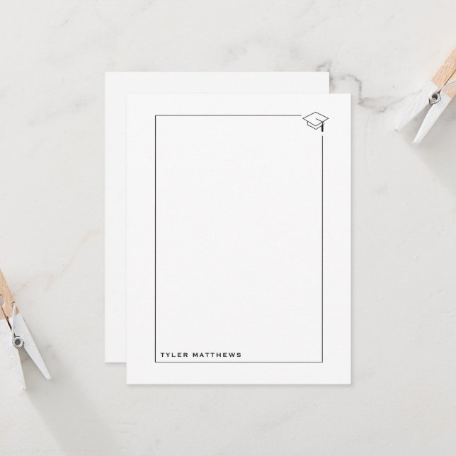 Carte de vœux de remise de diplômes noir et blanc (Devant/Arrière en situation)