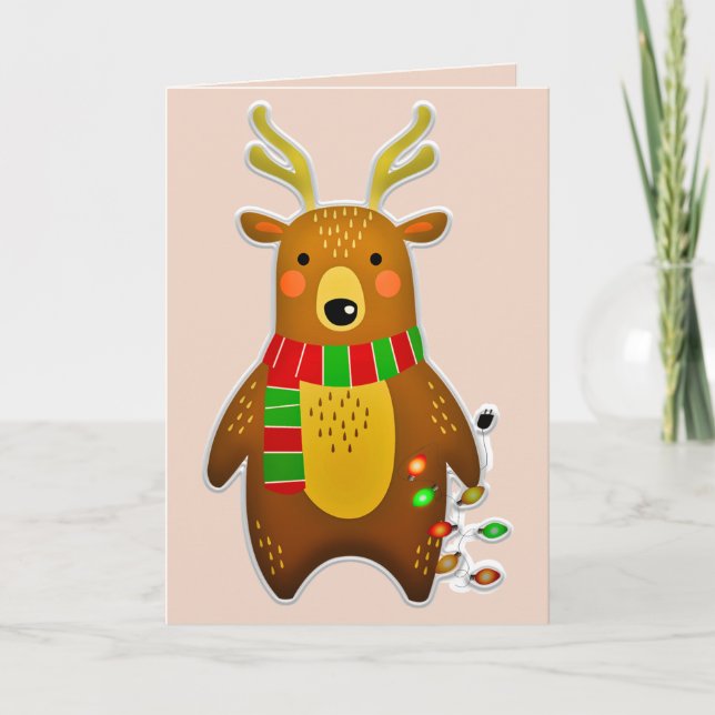 carte de vœux de renne de Noël (Devant)