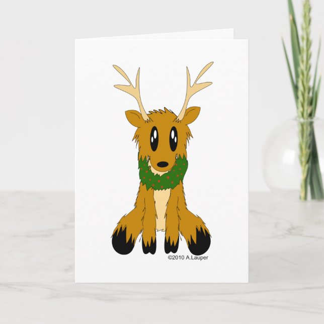 Carte de voeux de renne de vacances de Noël (Devant)