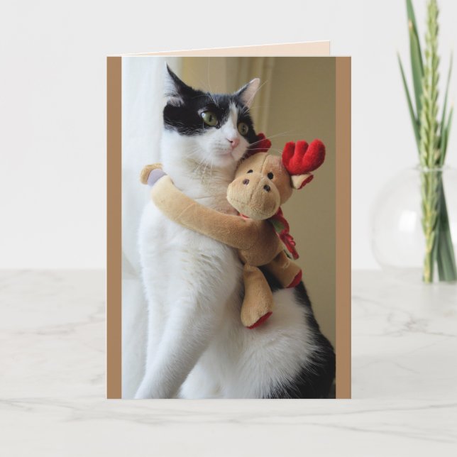 carte de voeux de rennes et de chats (Devant)